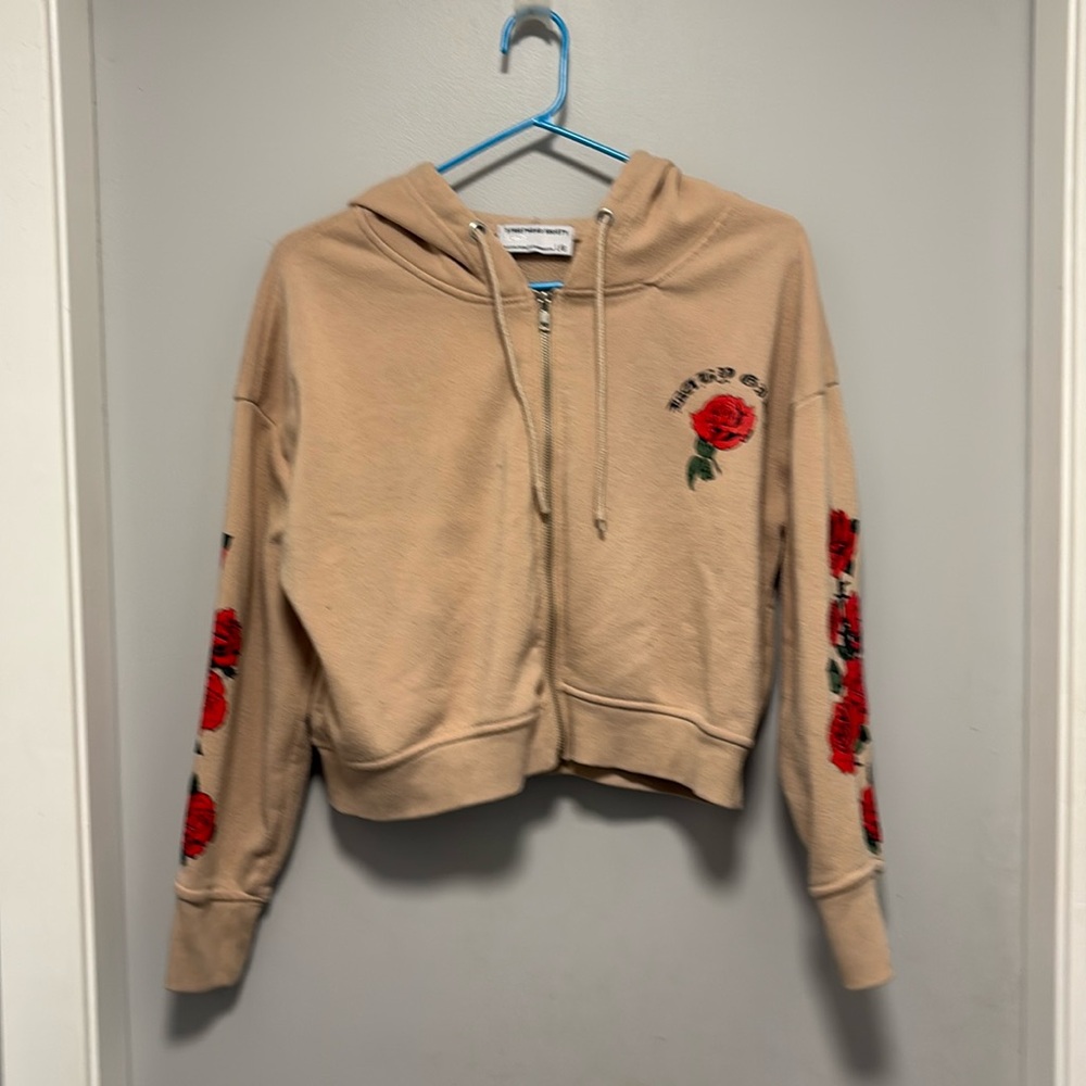 Cute girls rose beige hoodie size large